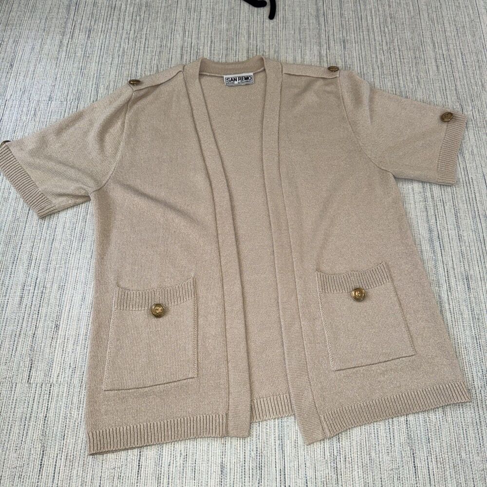 Vintage Tan Lady Summer Duster Sweater San Remo By Laura Knits Medium Petite